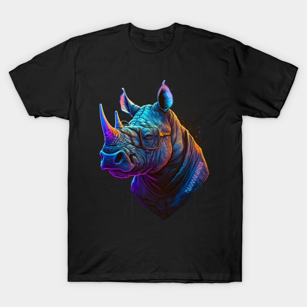 Retrowave Rhino T-Shirt by Abili-Tees